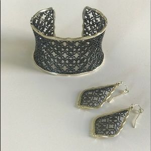 Kendra Scott earrings and cuff